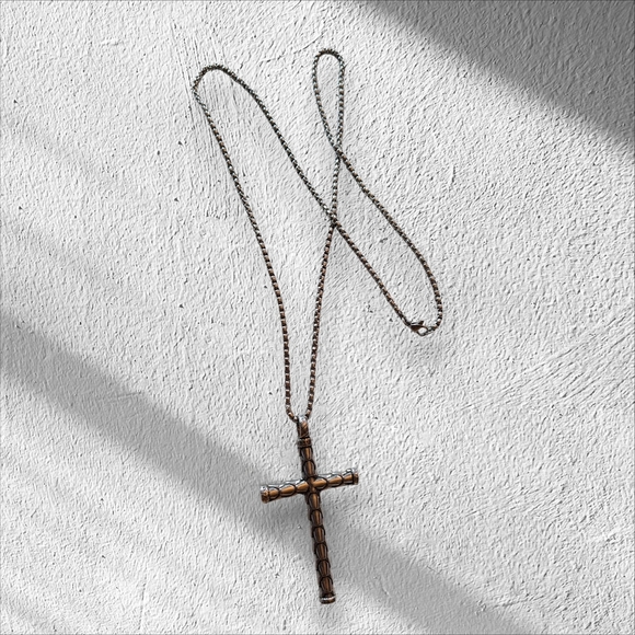 Elegant Bronze Cross Necklace - Picture 3 of 5
